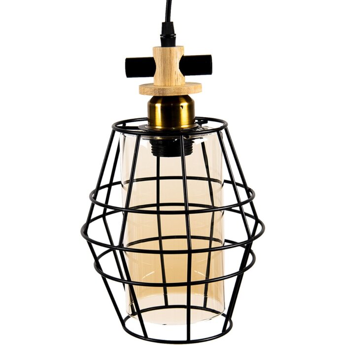 Lampa suspendată Clayre & Eef 6LMP755, neagră, 18x18x31 cm, E27, max 40W