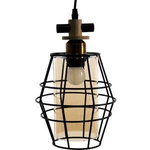 Lampa suspendată Clayre & Eef 6LMP755, neagră, 18x18x31 cm, E27, max 40W