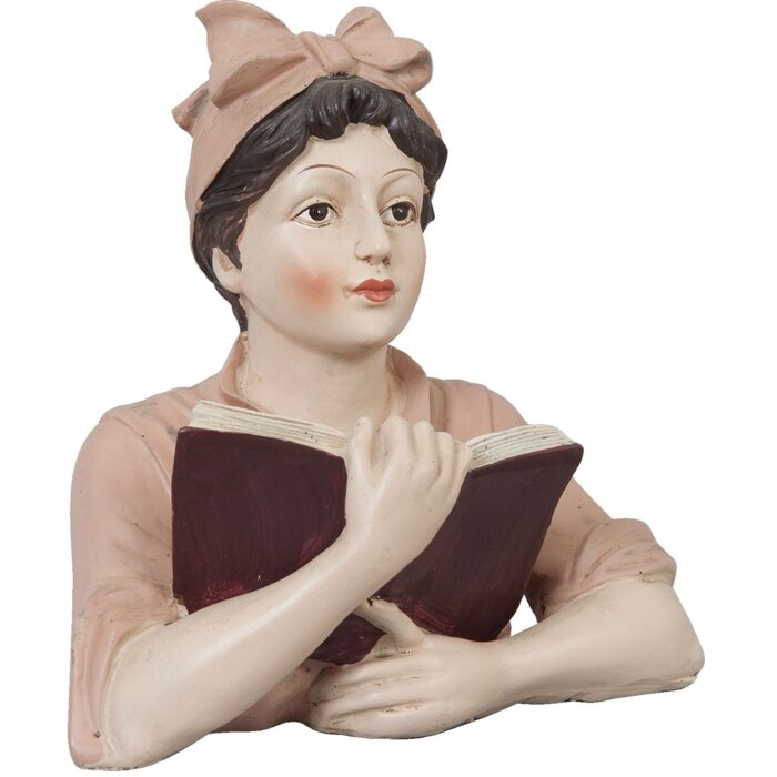 Clayre & Eef 6PR0302 Decorațiune Femeie Citind Bej Roz 16x11x19 cm