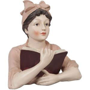 Clayre & Eef 6PR0302 Dekofigur Frau lesend Beige Rosa...