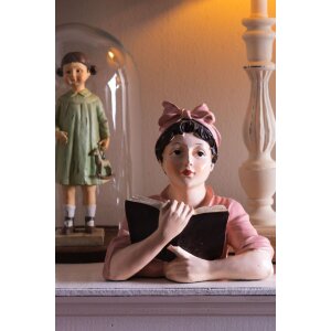 Clayre & Eef 6PR0302 Dekofigur Frau lesend Beige Rosa...