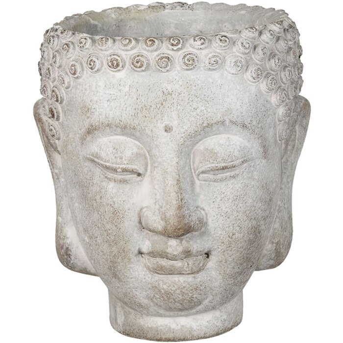 Vază cu Buddha din piatră gri, 15x14x17 cm, Clayre & Eef