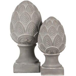 Zapfen decorativ din pin Clayre & Eef, gri, Ø 16x33 cm, stil botanic