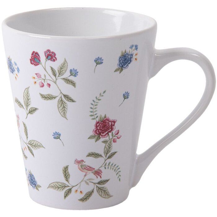 Clayre & Eef BLWMU Cană Ø 9x10 cm - 300 ml Alb, albastru, roz