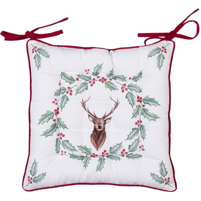 Clayre & Eef HCH29 Scaun perna spumă alb, roșu 40x40 cm