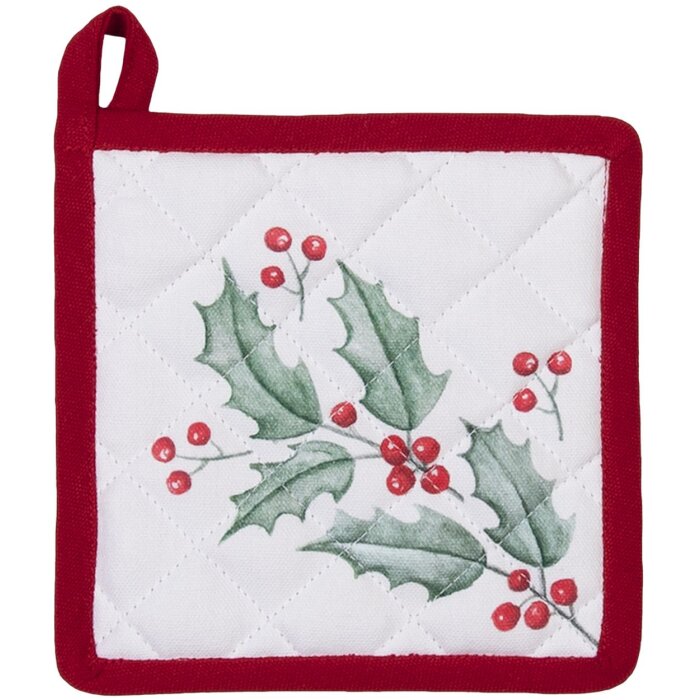 Clayre & Eef HCH45K Potholder pentru copii alb, roșu 16x16 cm