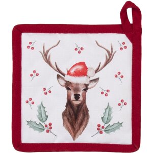 Clayre & Eef HCH45K Potholder pentru copii alb, roșu 16x16 cm