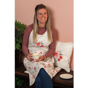 Clayre & Eef LRC21 Pernă decorativă cu motive florale bej 40x40cm Bumbac