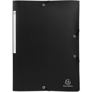 Exacompta Sammelmappe 3 Klappen Gummizug PP 400µ blickdicht A4 mit Rückenetikett
