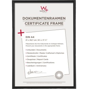 Walther GALERIA Urkundenrahmen Kunststoff schwarz DIN A4...