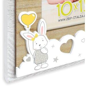 ZEP Baby-Fotorahmen Greta 10x15 cm Holzrahmen Hase Sterne Herzen