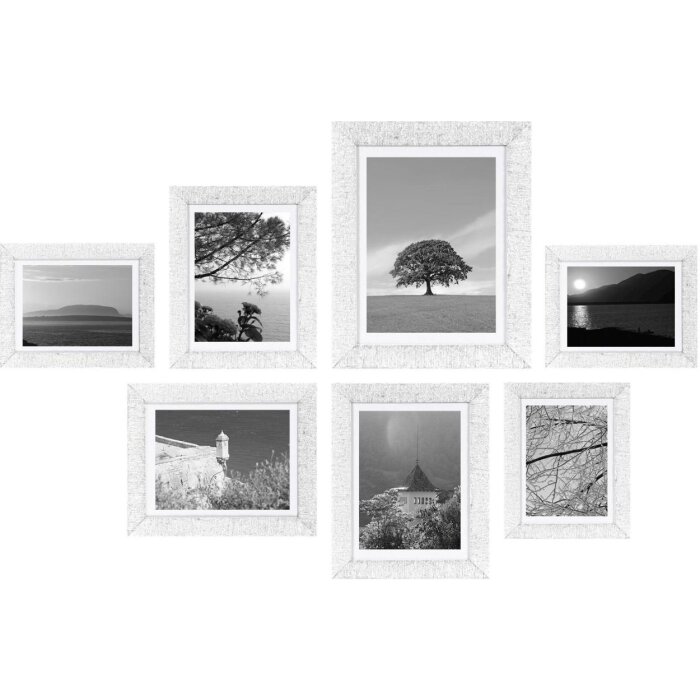 Henzo Wall Frame Set Driftwood White Set de 7 pentru 13x18 15x20 18x24 20x30 cm