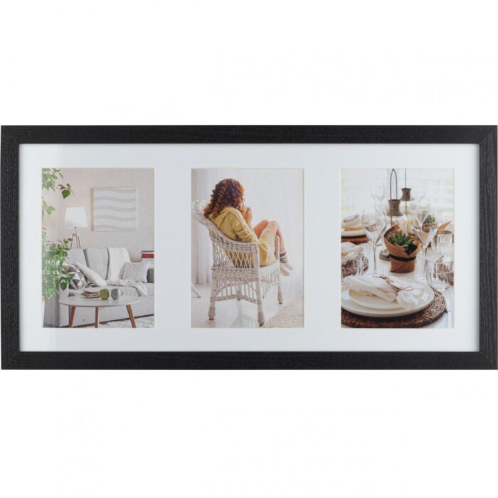 Galerie foto Henzo Modern 20x40 cm negru pentru 3 fotografii 10x15 cm