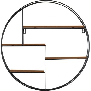 Henzo raft de perete 50x50x10 cm rotund metal lemn aspect ușor de asamblat