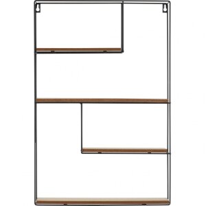 Henzo raft de perete negru lemn natural 40x60x10 cm Design minimalist