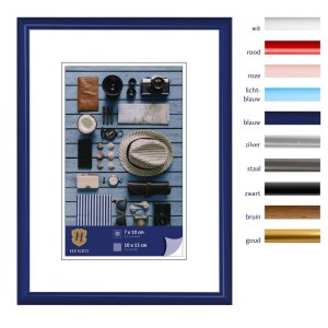 Henzo Napoli Bilderrahmen 10x15 cm blau Kunststoff mit Klarglas und Aufsteller