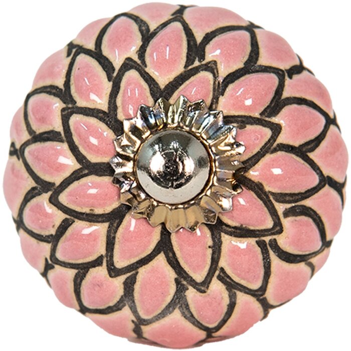 Buton de ușă Clayre & Eef roz, Ø 3 cm, ceramică