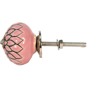 Buton de ușă Clayre & Eef roz, Ø 3 cm, ceramică