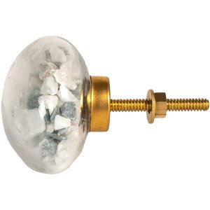 Clayre & Eef 65020 Buton de ușă gri, alb Ø 4x4 cm