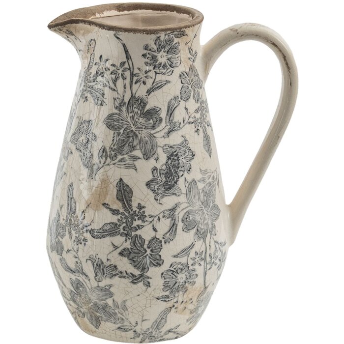 Cană decorativă Clayre & Eef gri-bej 20x14x25 cm