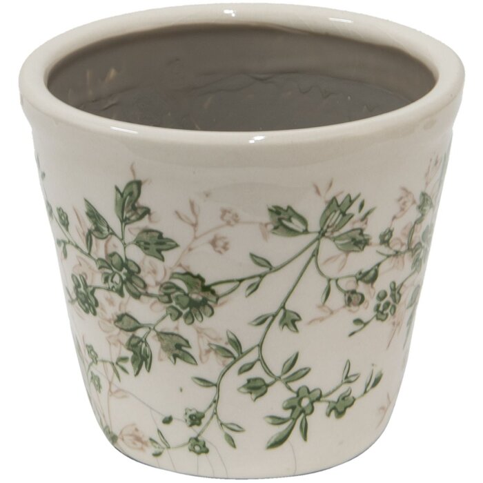 Clayre & Eef 6CE1457S Ghiveci de flori pentru interior verde, maro, bej Ø 12x10 cm