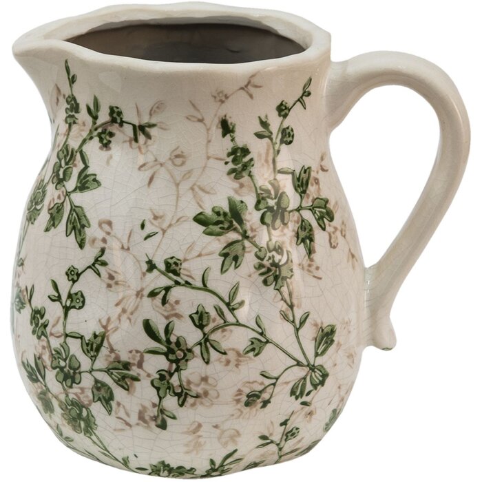 Crug decorativ Clayre & Eef, verde, maro, bej, 16x13x15 cm