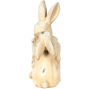 Statuie decorativă iepure alb și gri, ceramică, 20x10x25 cm