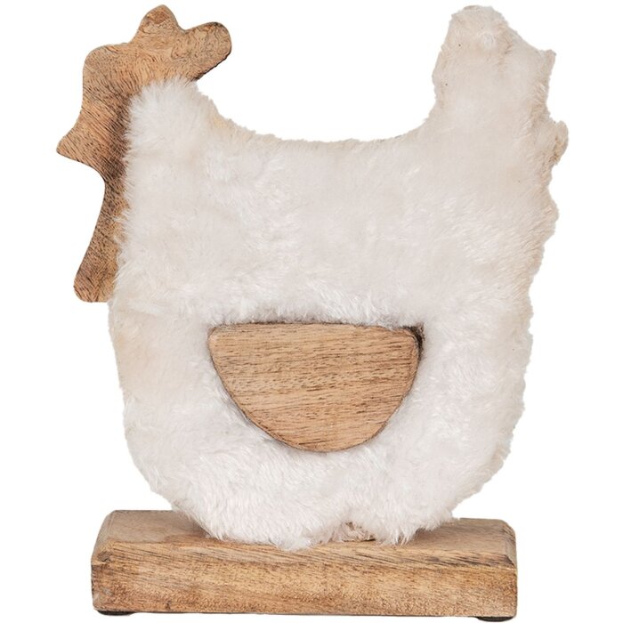 Clayre & Eef 6H2162L Cocoș Decorativ Alb, Maro 18x5x21 cm