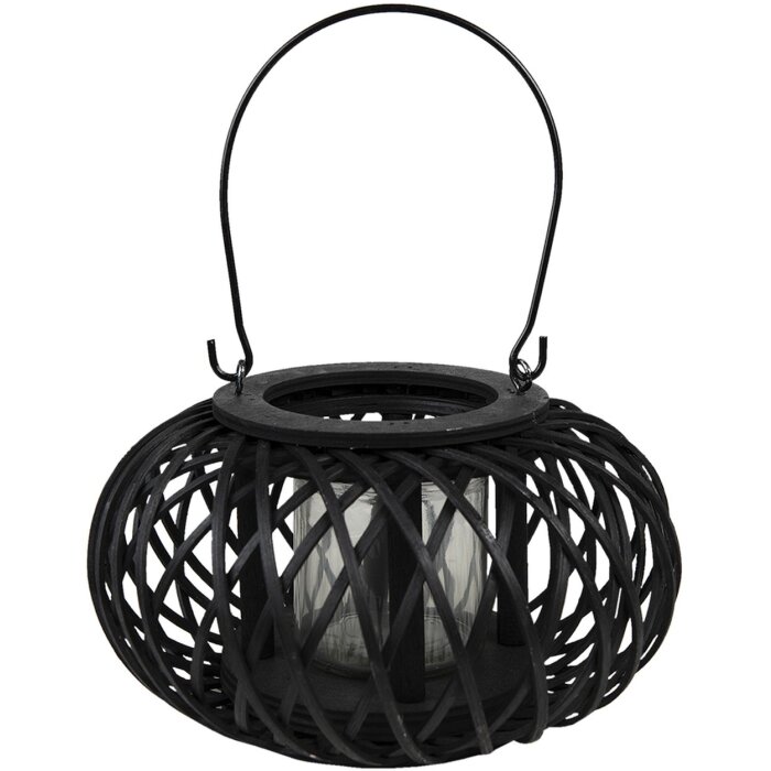 Lumină de vânt neagră Clayre & Eef Ø 23x12 cm din bambus