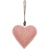 Hângere decorativ Clayre & Eef în formă de inimă roz, 14x4x14 cm