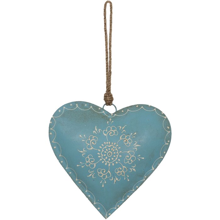 Clayre & Eef 6Y4815L Pandantiv Decorativ Inimă Albastră 20x1x20 cm