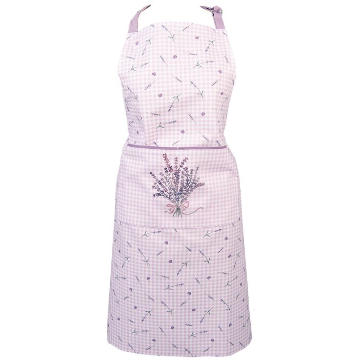 Clayre & Eef LAG41 Șorț de gătit 70x85 cm Roz Lavanda Bumbac