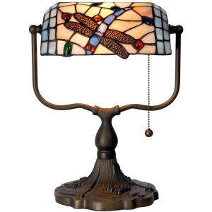 LumiLamp Banker Leselampe LIBELLE Libelle Glas Mosaik 27 cm