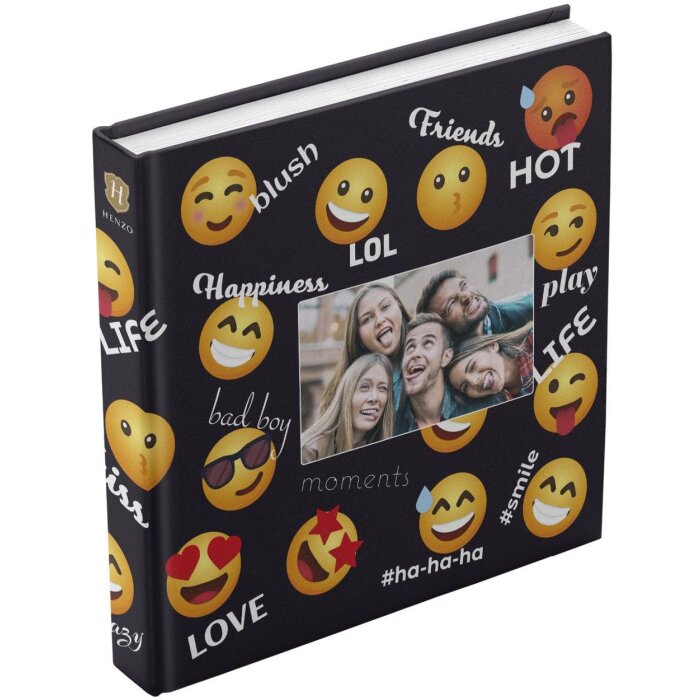 Henzo Jumbo Fotoalbum Black Emoji 30x30 cm 100 weiße Seiten