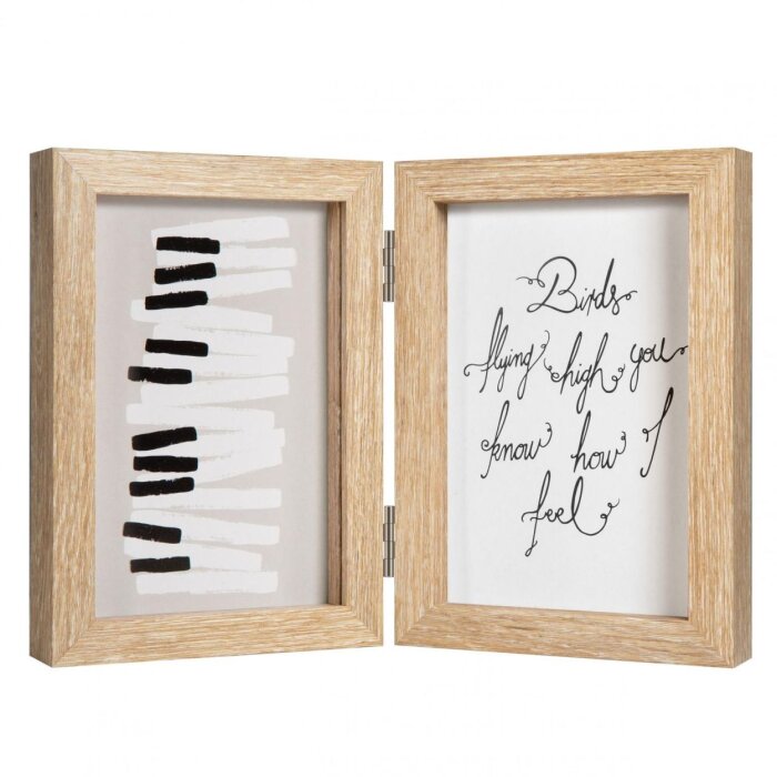 Henzo Holz-Doppelrahmen Piano 2 Fotos 10x15 cm beige Hochformat zum Hinstellen