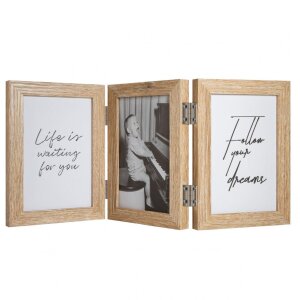 Henzo Holz-Doppelrahmen Piano 3 Fotos 13x18 cm beige