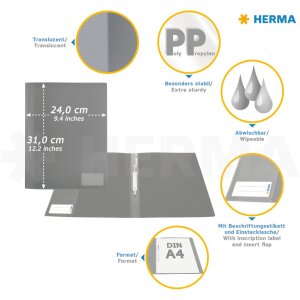 Rapidheft HEMMA din PP, format A4 240x310 mm, pentru documente