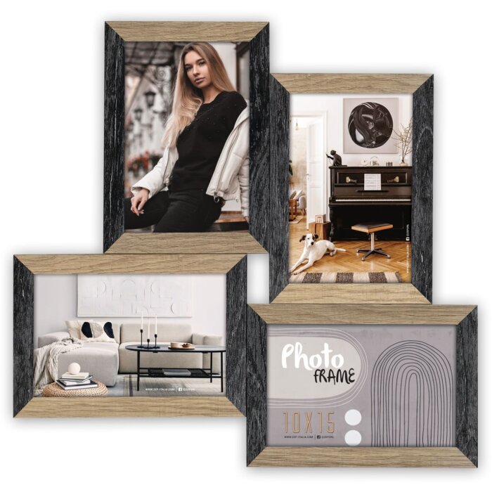 ZEP Galerie foto Vercelli Negru 4 fotografii 10x15 cm (35x34 cm)