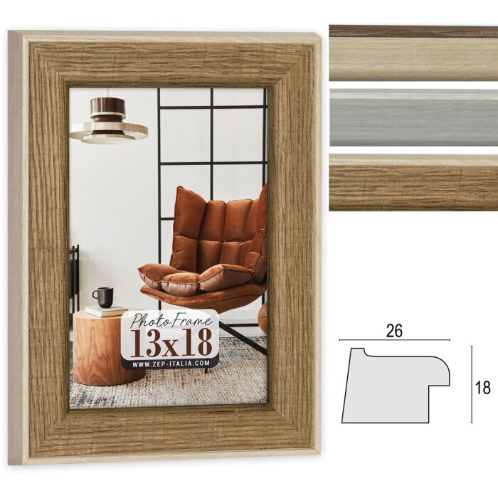 ZEP Bilderrahmen Nuoro Holzoptik 10x15 bis 30x40 cm verschiedene Farben