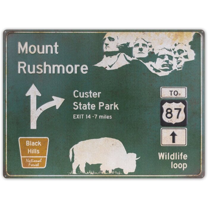 ZEP Blechschild ROADS 57,5x43x0,4 cm Mount Rushmore