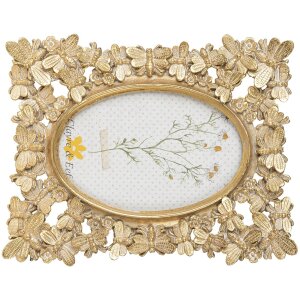 Clayre & Eef 2F0958 Fotorahmen 18x2x22 cm 10x15 cm Goldfarbig