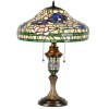 Lampa de masă Tiffany LumiLamp 5LL-1207, bej și verde, Ø 46x60 cm
