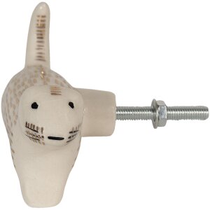 Clayre & Eef 65070 Türknopf 8x4x5 cm Weiß Goldfarbig