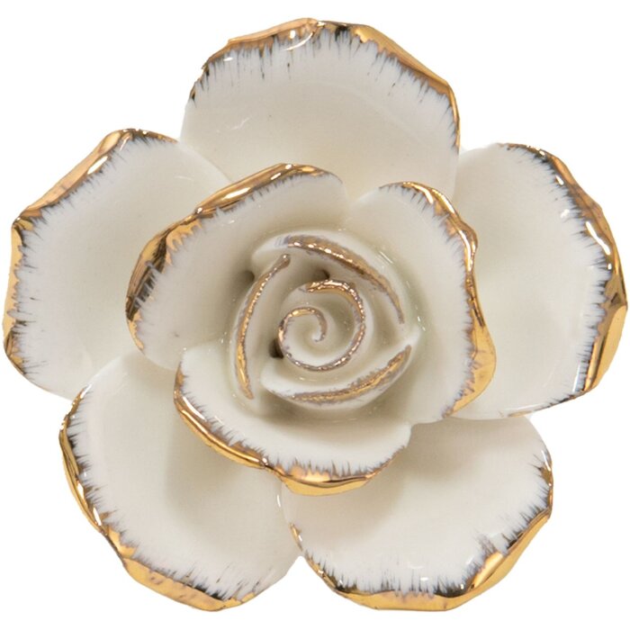 Clayre & Eef 65075 Buton ușă 5x4x5 cm Alb - Floare aurie