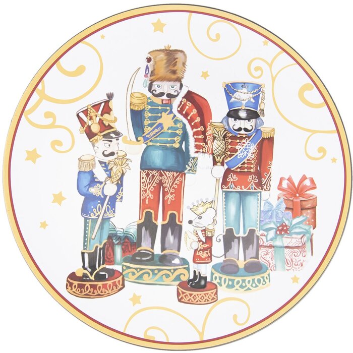 Clayre & Eef 65108 Platzteller Ø 40 cm Rot Blau Melamin Nussknacker Design