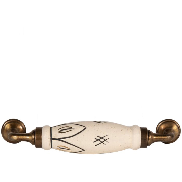 Clayre & Eef 65167F Handgriff 17x5x3 cm Weiß Goldfarbig