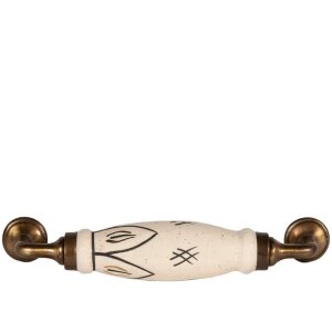 Clayre & Eef 65167F Handgriff 17x5x3 cm Weiß Goldfarbig