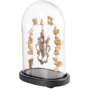 Clayre & Eef 65174 Borcan clopot din sticlă cu decor 26x16x37 cm Culoare aurie - Negru