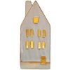 Decorativ Casa cu LED din porțelan, bej, 7x6x15 cm