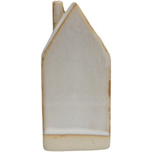 Decorativ Casa cu LED, Porțelan, Bej, 5x5x12 cm